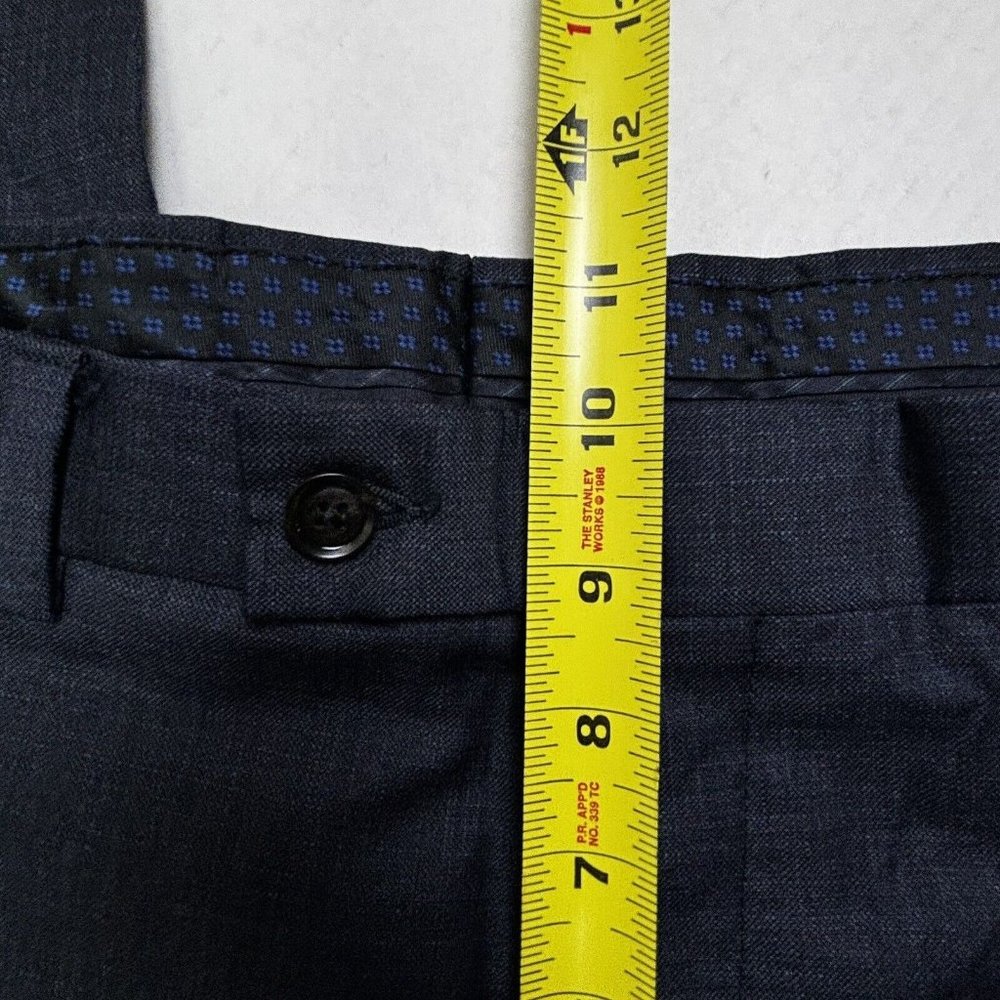 Ted Baker Dress Pants Mens 35R Navy Blue Jefferson 100% Wool Straight Flat Front - Picture 5 of 9